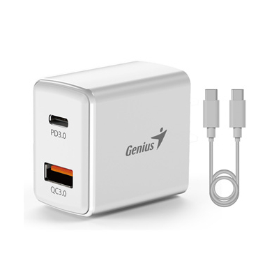 Genius Zasilacz sieciowy adapter 20W, 2-portowy, USB-C, USB-A, PD-20ACP
