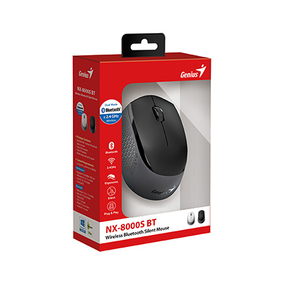 Genius NX-8000S BT Mysz bezprzewodowa, czarno-szara, 1200DPI