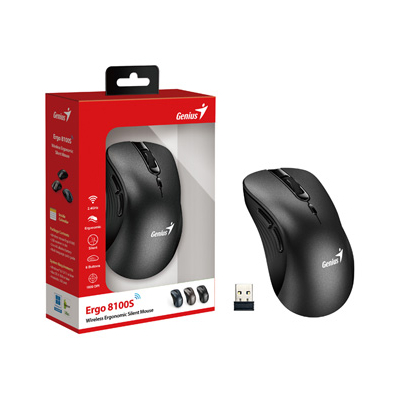 Genius Ergo 8100S Mysz bezprzewodowa, czarna, 1600DPI