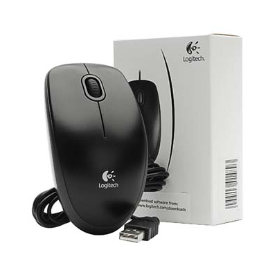 Logitech B100 Mysz przewodowa, czarna, 800DPI