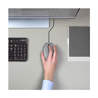 Logitech M110 Silent Mysz przewodowa, szara, 1000DPI