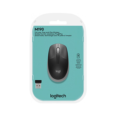 Logitech M190 Mysz bezprzewodowa, szara, 1000DPI