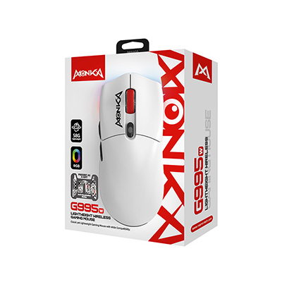 Marvo MONKA GURU Mysz biała, 26000DPI, Tri-Mode