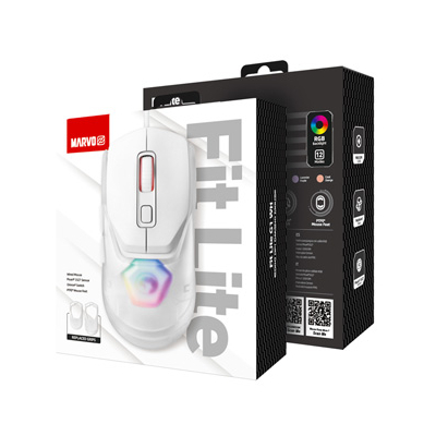 Marvo FIT LITE G1 Mysz przewodowa, biała, 12000DPI