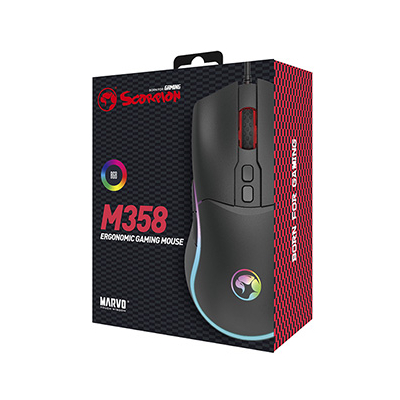 Marvo M358 Mysz przewodowa, czarna, 7200DPI, EOL