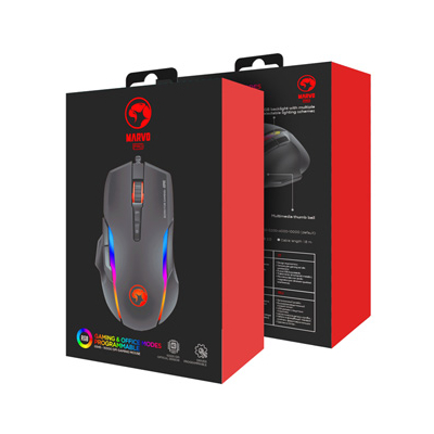 Marvo G945 Mysz przewodowa, czarna, 10000DPI