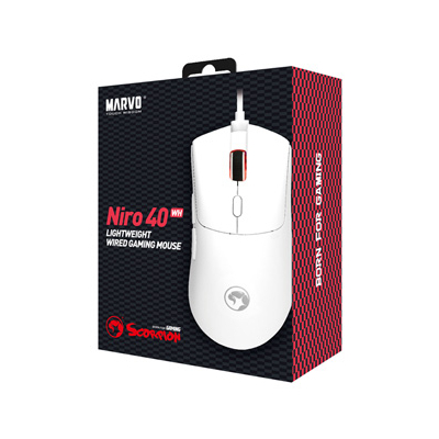 Marvo Niro 40 White Mysz przewodowa, biała, 12000DPI