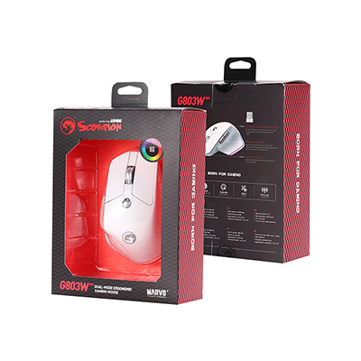 Marvo G803 Mysz bezprzewodowa, biała, 4000DPI