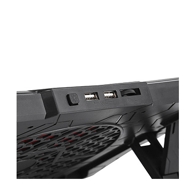 Stojak pod notebook, FN-40, podświetlenie, 18 cm wentylator, czarno-czerwony, Marvo, z 2-portowym hub-em