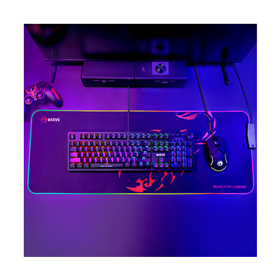 RGB Podkładka pod mysz, SCORP XL, czarna, 800 x 300 mm, 4 mm, Marvo, Hub USB