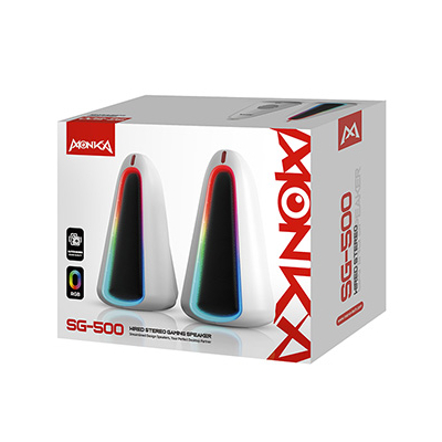 Marvo głośniki MONKA ZILLA, 6W, białe, podświetlenie RGB