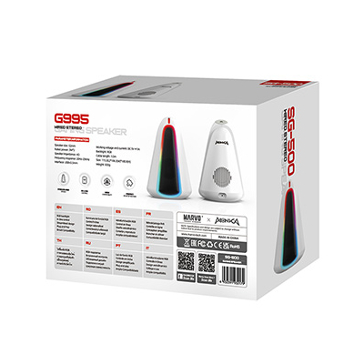 Marvo głośniki MONKA ZILLA, 6W, białe, podświetlenie RGB