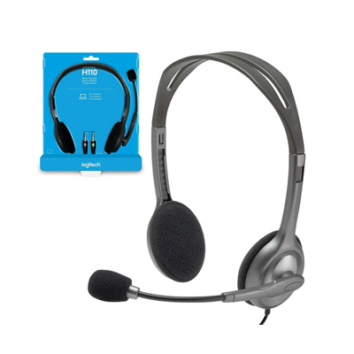 Logitech Stereo H110 słuchawki z mikrofonem, przewodowa, szara