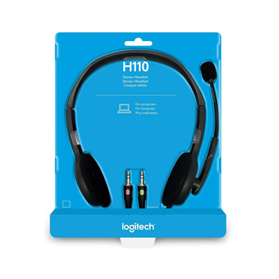 Logitech Stereo H110 słuchawki z mikrofonem, przewodowa, szara