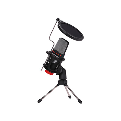 Marvo, do streamowania mikrofon, MIC-02, bez regulacji głośności, czarny, ze statywem