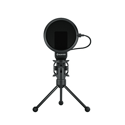 Marvo, do streamowania mikrofon, MIC-03, bez regulacji głośności, czarny, ze statywem obracanym o 270 &deg;