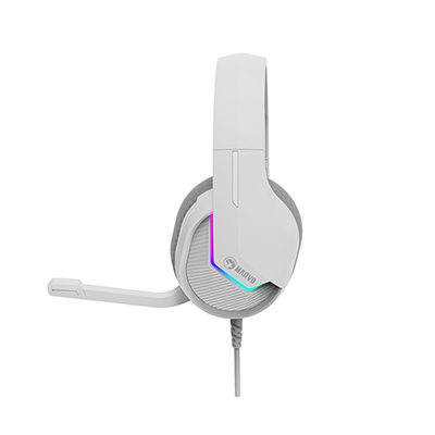 Marvo TACTIC 40 słuchawki z mikrofonem, przewodowa, biała, 2.0, podświetlane, USB