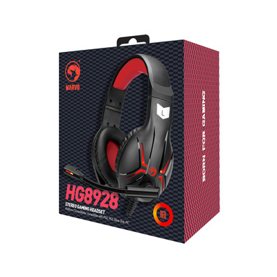 Marvo HG8928 słuchawki z mikrofonem, przewodowa, czarna, podświetlana typ 3.5 mm jack + rozdvojka