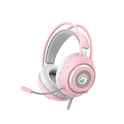 Marvo HG8936 słuchawki z mikrofonem, przewodowa, różowa, podświetlona, 3.5 mm jack + USB