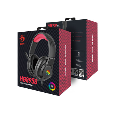 Marvo HG8958 słuchawki z mikrofonem, przewodowa, czarna, do gry, 3.5 mm jack + rozdvojka + USB