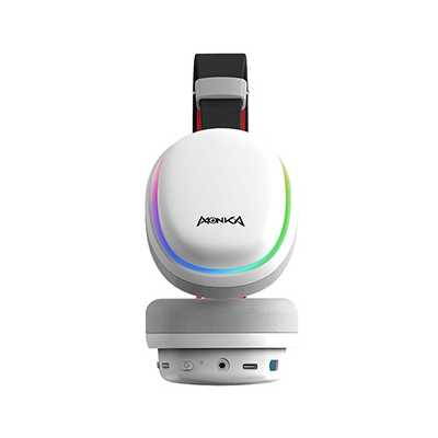 Marvo MONKA ECHO słuchawki z mikrofonem, biała, podświetlona, Tri-mode