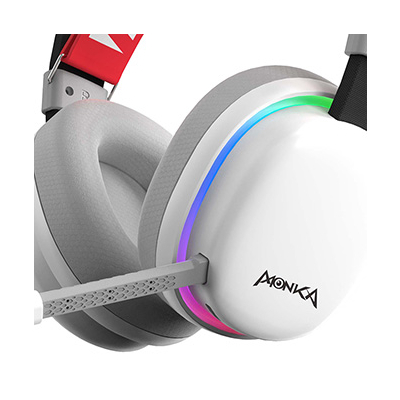 Marvo MONKA ECHO słuchawki z mikrofonem, biała, podświetlona, Tri-mode