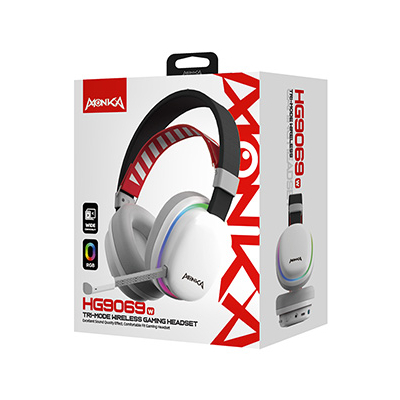 Marvo MONKA ECHO słuchawki z mikrofonem, biała, podświetlona, Tri-mode