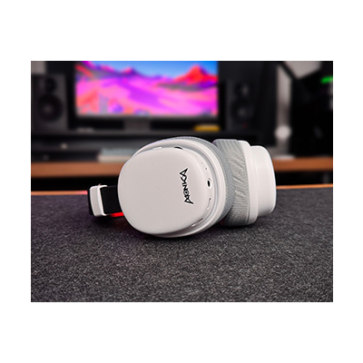 Marvo MONKA ECHO słuchawki z mikrofonem, biała, podświetlona, Tri-mode