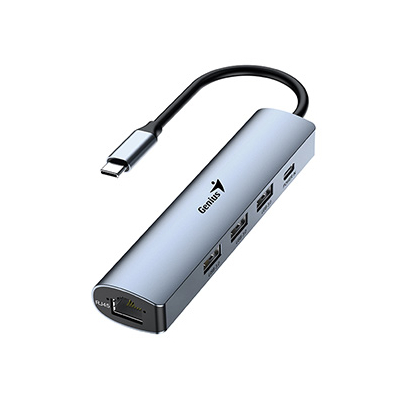 USB (3.0) hub 4-port, UH-545, szary, Genius, 3x USB 3.0, 1x RJ45