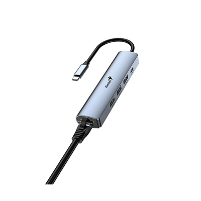 USB (3.0) hub 4-port, UH-545, szary, Genius, 3x USB 3.0, 1x RJ45