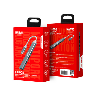 USB (3.0) hub 5-port, UH008, metalowy, Marvo