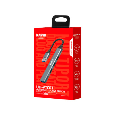 USB (3.0) hub 4-port, UH-ATC01, metalowy, Marvo