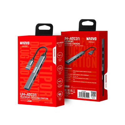 USB (3.0) hub 4-port, UH-ATC01, metalowy, Marvo