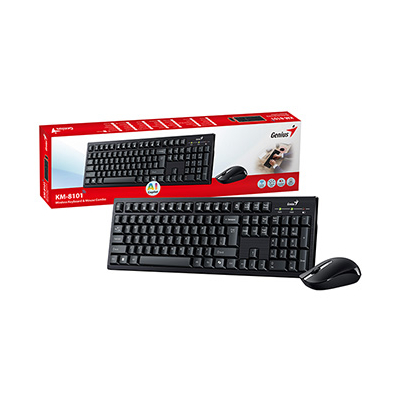Genius KM-8101 COPILOT zestaw klawiatura bezprzewodowa CZ/SK, czarna z myszą optyczną bezprzewodową, 1x AAA, 1x AA, multimedialny,