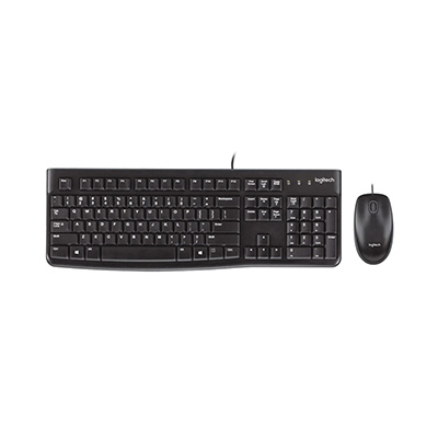 Logitech MK120 zestaw klawiatura przewodowa (USB) US, czarna z przewodową myszą optyczną, klasyczna