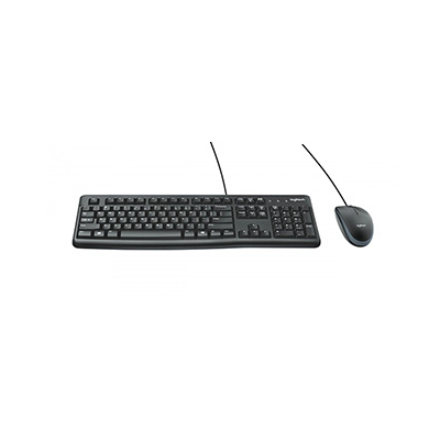 Logitech MK120 zestaw klawiatura przewodowa (USB) US, czarna z przewodową myszą optyczną, klasyczna