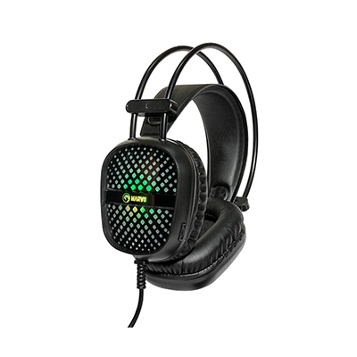 Marvo CM303 zestaw klawiatura przewodowa (USB) US, czarno-srebrna + mysz i słuchawki dla graczy, do gry, membranowa rodzaj podświe