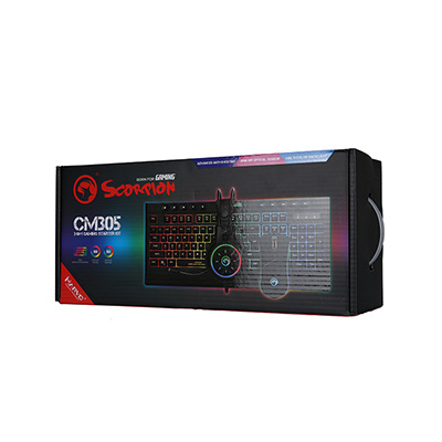 Marvo CM305 RGB zestaw klawiatura przewodowa (USB) CZ/SK, czarna + mysz i słuchawki dla graczy, do gry, membranowa rodzaj RGB podś