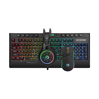 Marvo CM305 RGB zestaw klawiatura przewodowa (USB) US, czarna + mysz i słuchawki dla graczy, do gry, membranowa rodzaj RGB podświe