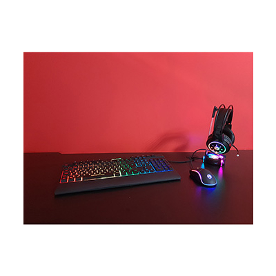 Marvo CM305 RGB zestaw klawiatura przewodowa (USB) US, czarna + mysz i słuchawki dla graczy, do gry, membranowa rodzaj RGB podświe