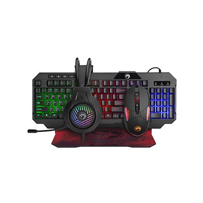 Marvo CM430 US zestaw klawiatura przewodowa (USB) US, czarna mysz dla gracza, podkładka, klawiatura, do gry, membranowa rodzaj pod