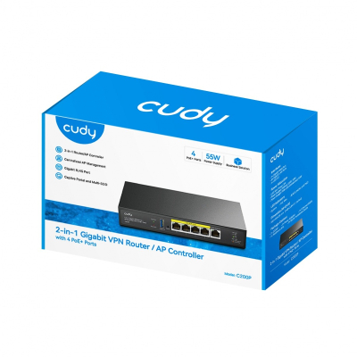 Kontroler AP 2-in-1 SMB Router/ AP Controller 2-IN-1 SMB Router / AP Controller, 1 Gigabit Ethernet + 4 Gigabit PoE+ PSE Por + 1 US