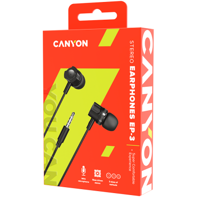 Canyon CNE‑CEP3DG – słuchawki dokanałowe z mikrofonem (Dark Grey)