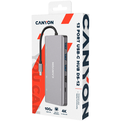 CANYON HUB DS-12 13 w 1 4k USB-C Szary