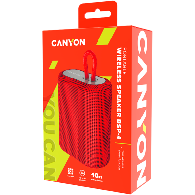 CANYON Głośnik Bluetooth BSP-4 5W Radio FM Czerwony