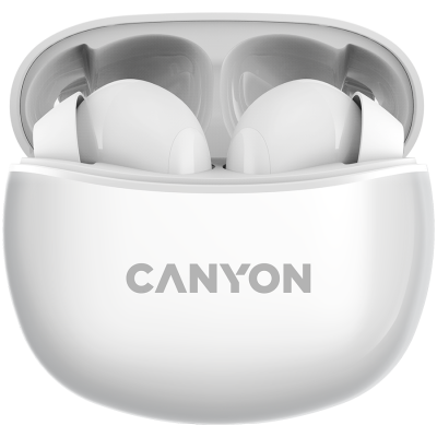 CANYON Słuchawki dokanałowe TWS-5 Etui Białe
