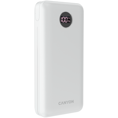 CANYON Powerbank PB-2002 LED 20000 mAh PD 20W QC 3.0 Biały