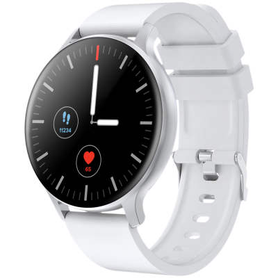 Canyon Badian SW‑68 – smartwatch z funkcjami zdrowotnymi (srebrno‑biały)