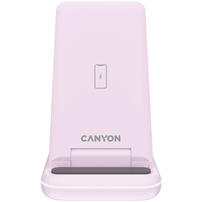 Canyon WS‑304 – składana ładowarka bezprzewodowa 3‑w‑1 (Iced Pink)
