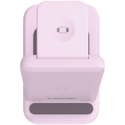 Canyon WS‑304 – składana ładowarka bezprzewodowa 3‑w‑1 (Iced Pink)